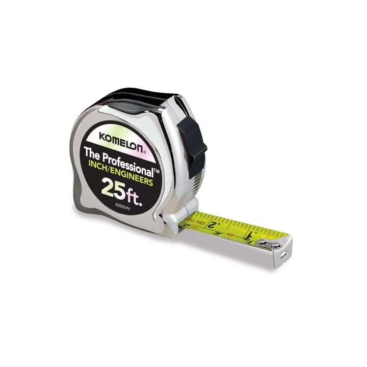 Komelon The Professional Tape Measure, 25ft x 1 Inch, Chrome