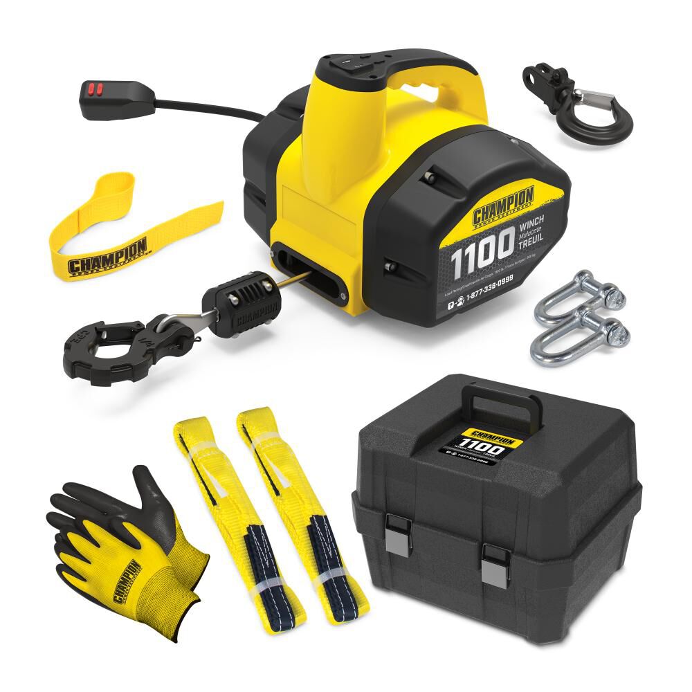 Champion Power Equipment Portable 120V 1100lb Electric Winch Kit with Pulling and Lifting Capability, large image number 1