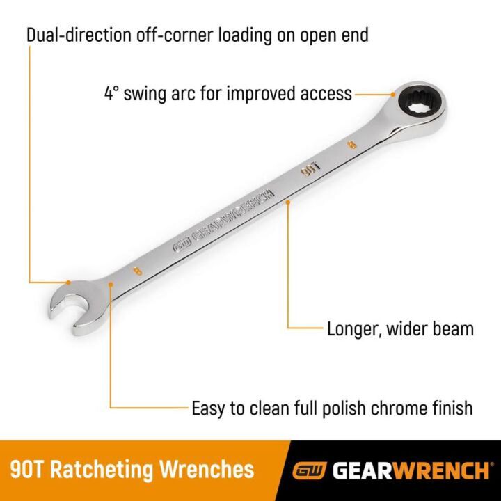 GEARWRENCH 16 Pc 90T 12 Point Metric Combination Ratcheting Wrench Set, large image number 2