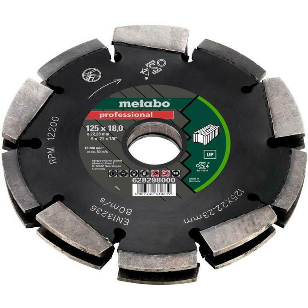 Metabo 5 Inch Professional Segmented Rim 2 Row Diamond Cutting Disc for Masonry, large image number 1