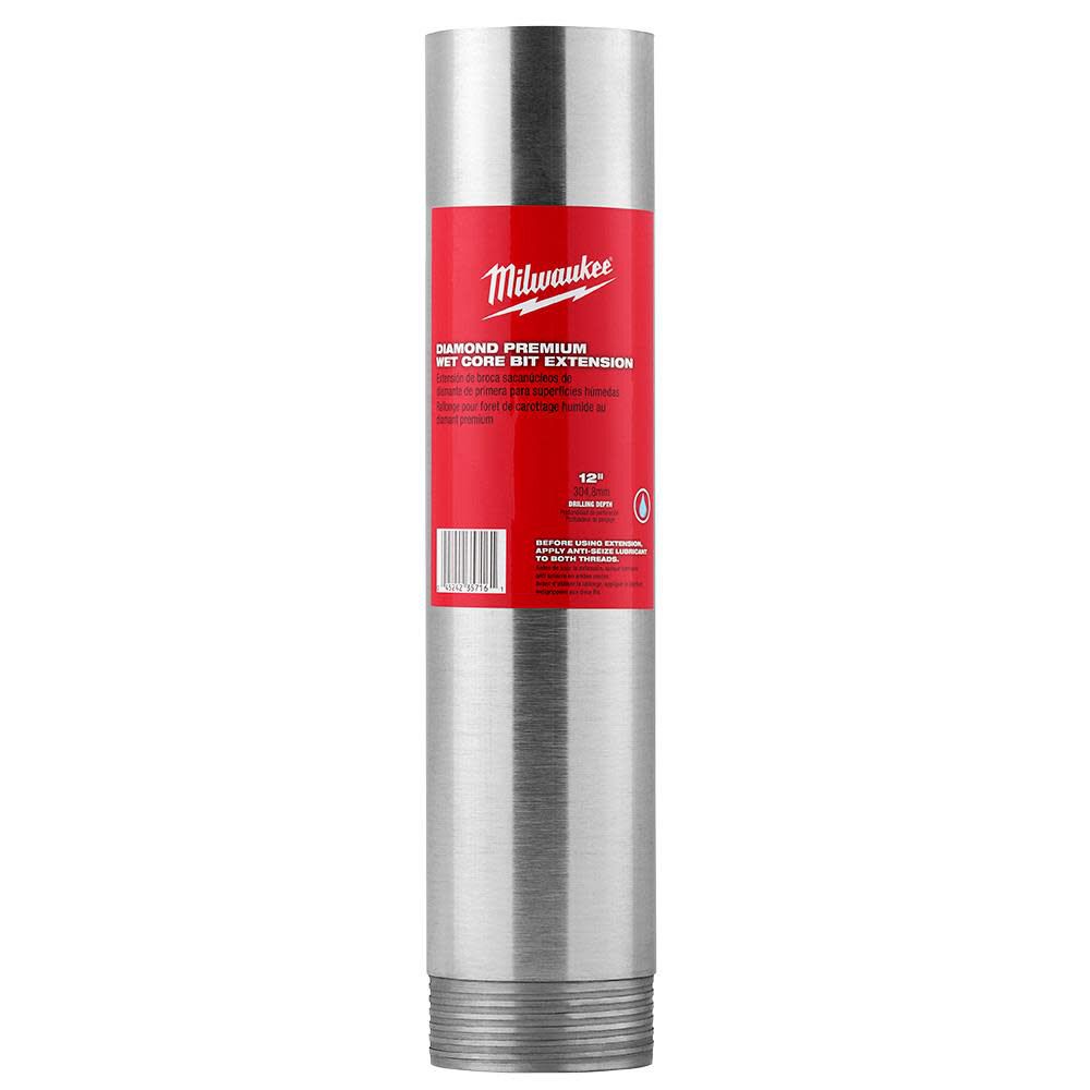 Milwaukee 2 in. x 12 in. Diamond Premium Wet Core Bit Extension, large image number 1