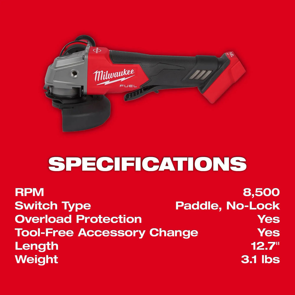 Milwaukee M18 Fuel 2 Tool Combo Kit with 4-1/2 inch Paddle Switch Grinder, large image number 18