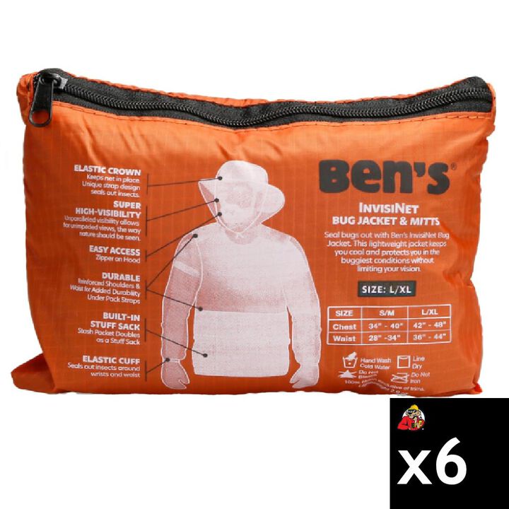 Bens L/XL InvisiNet Bug Jacket & Mitts Set 6 Piece Bundle