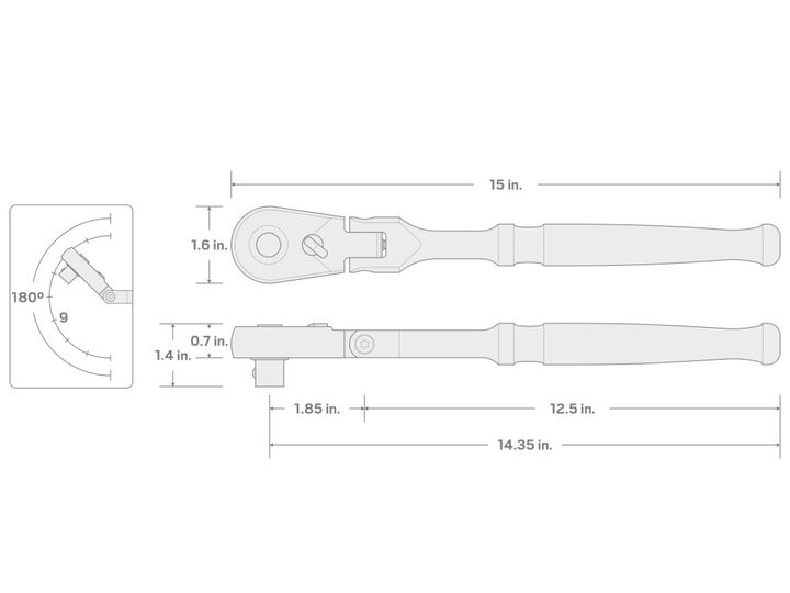 Tekton 1/2 Inch Drive x 14 Inch Flex Head Quick-Release Long Ratchet, large image number 6
