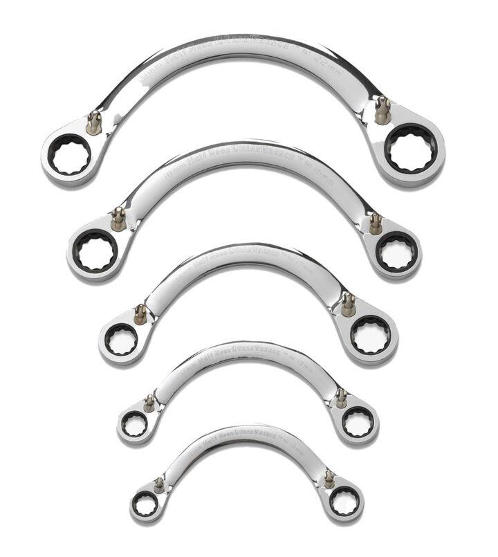 GEARWRENCH Half Moon Reversible Double Box Ratcheting Wrench Set 5 Pc. Metric