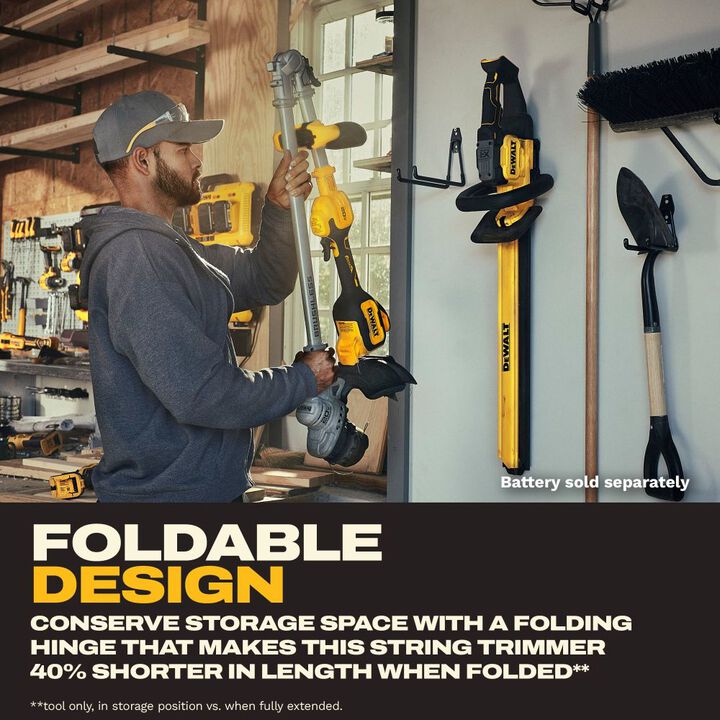 DEWALT 20V MAX Brushless Foldable String Trimmer (Bare Tool), large image number 7