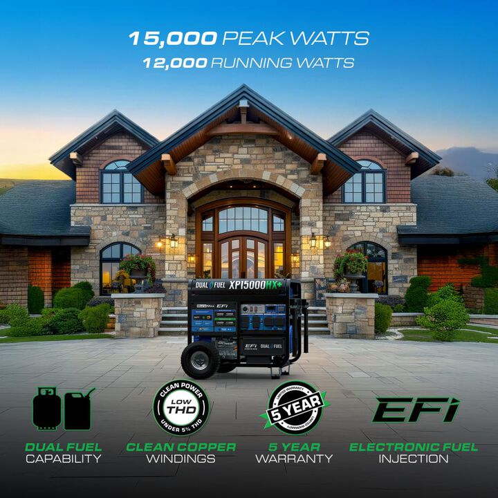 Duromax 15000 Watt Dual Fuel 50 State Portable Generator with CO Sensor, large image number 1