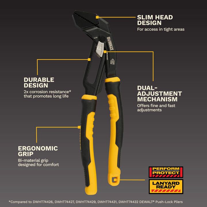 DEWALT 10 inch Slidelock Straight Jaw Pliers 2 Pieces, large image number 1