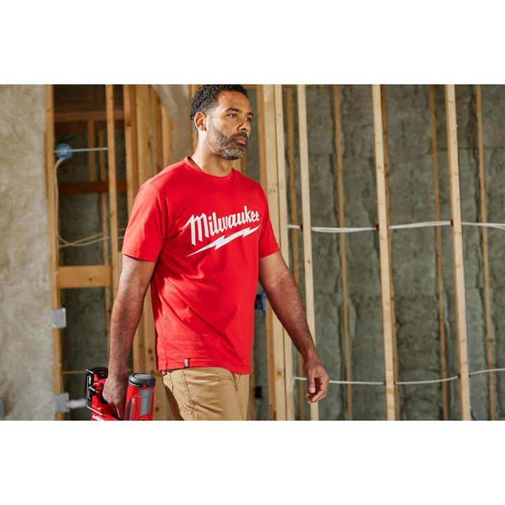 Milwaukee Logo Heavy Duty T Shirt Short Sleeve Red Medium, large image number 3