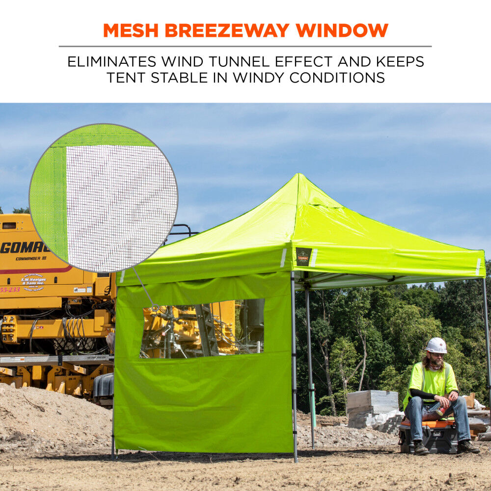 Ergodyne 10 Ft x 10 Ft Pop Up Tent Mesh Window Sidewall Hi-Viz Green, large image number 2