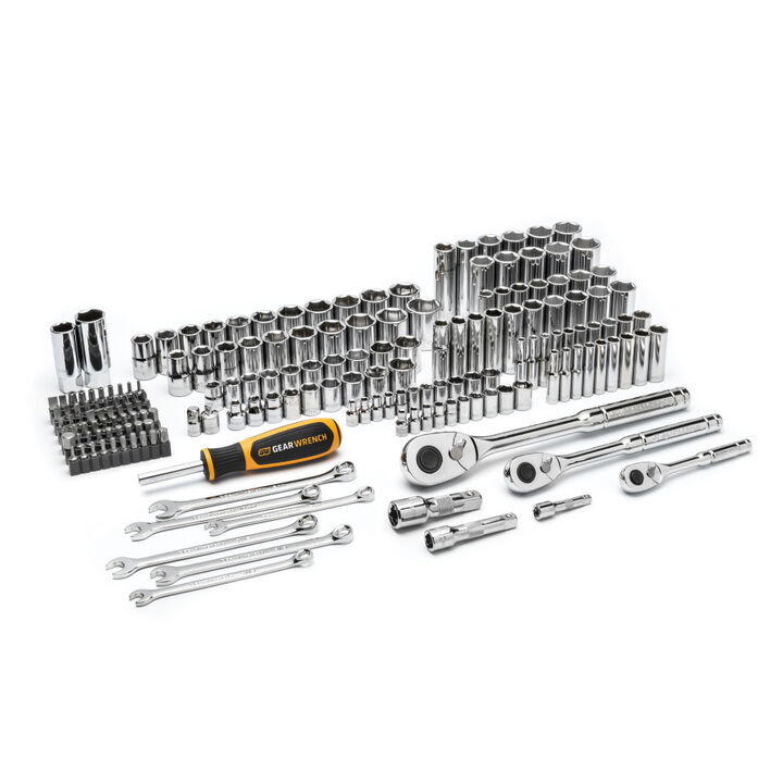 GEARWRENCH 1/4 Inch, 3/8 Inch , 1/2 Inch SAE/MM Mechanics Hand Tool Set, 185 Piece