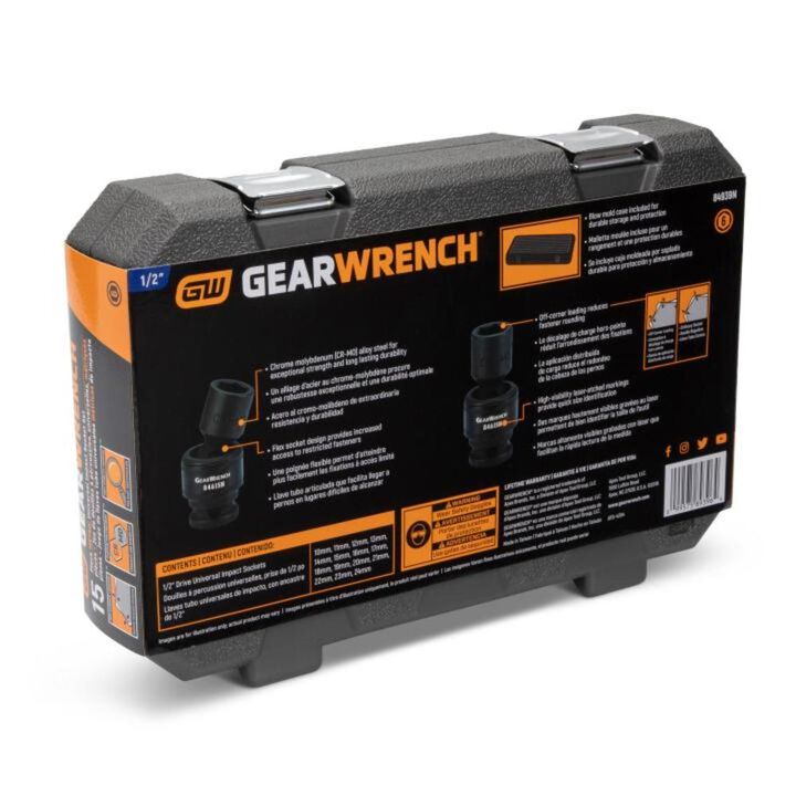GEARWRENCH Universal Impact Socket Set 15 pc. 1/2 In. Drive 6 Point Metric, large image number 4