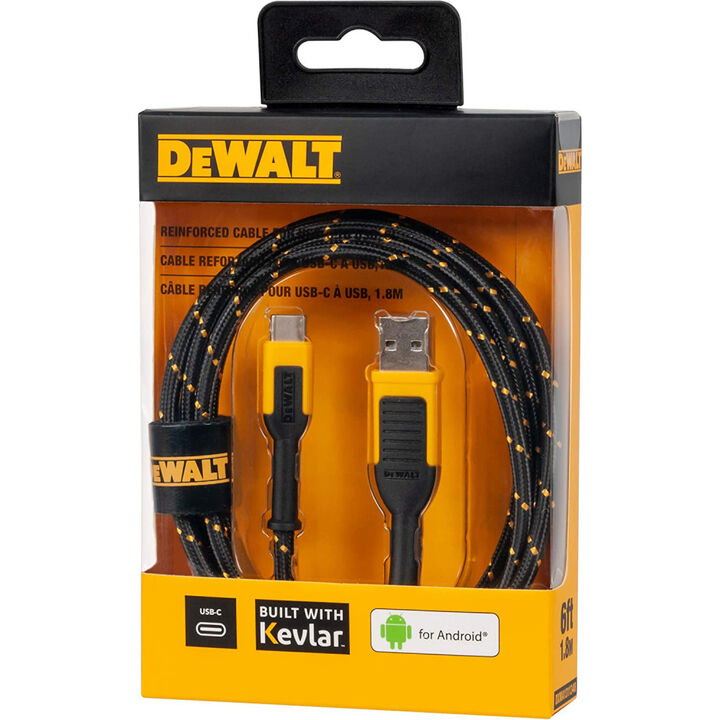 DEWALT Phone Charger USB-A to USB-C Reinforced Braided Cord 6', large image number 7
