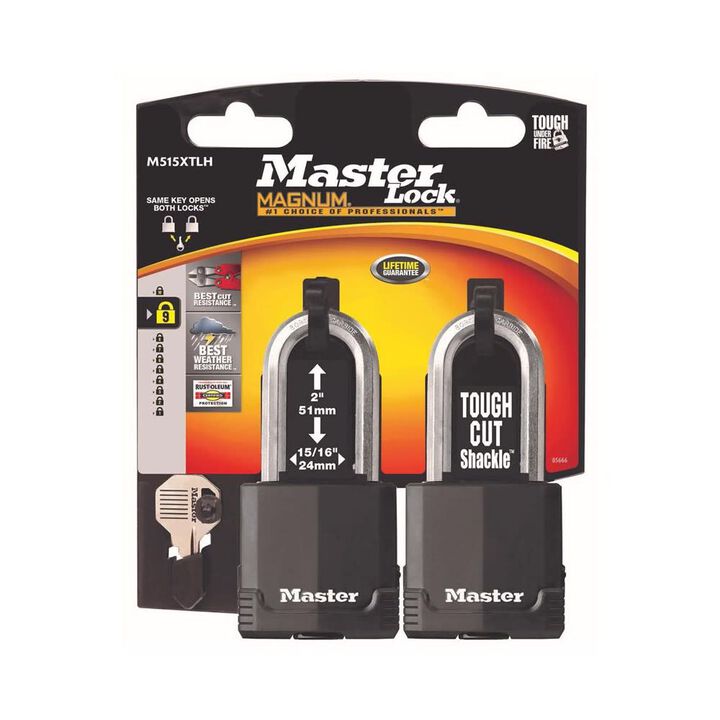 Master Lock Padlock 2 1/8in Laminated Steel Dual Armor Keyed 2pk, large image number 1
