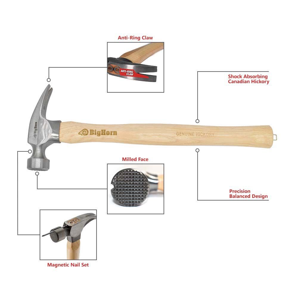 Big Horn 21 Oz. Solid Forged Steel Straight Handle Framing Hammer, large image number 4
