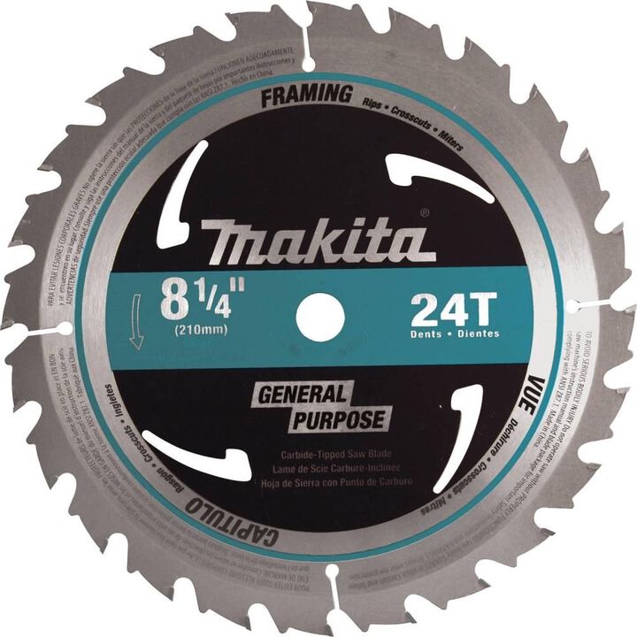 Makita 8-1/4 Inch 24T Carbide-Tipped Circular Saw Blade, Framing