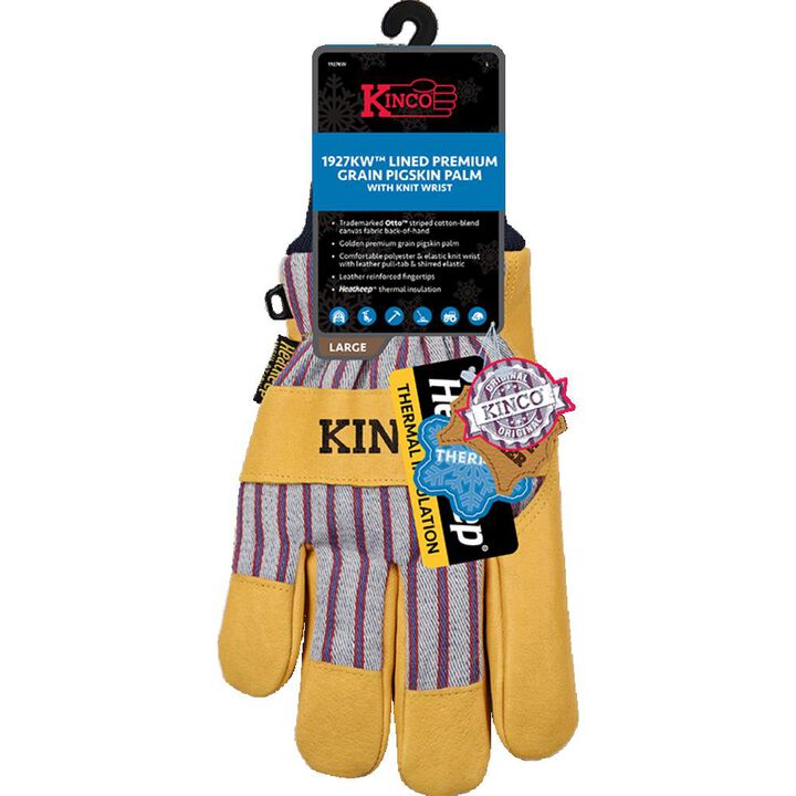 Kinco 1927KW Lined Premium Grain Pigskin Palm Work Gloves Large, large image number 5