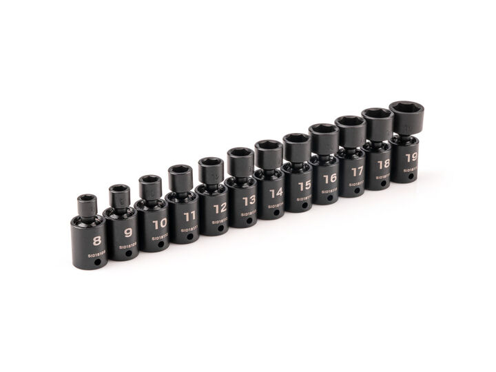 Tekton 3/8 Inch 6 Point Universal Joint Impact Socket Set, 12 Pieces (8-19 mm), large image number 1