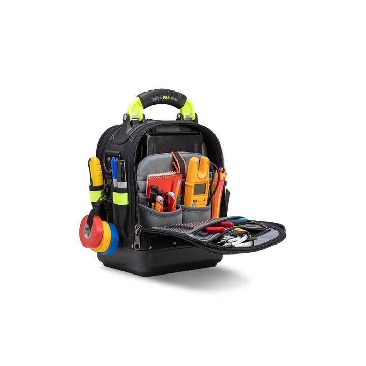 Veto Pro Pac 35 Lbs Medium Zippered Tech Tool Backpack, Black/Hi-Viz Yellow , large image number 13