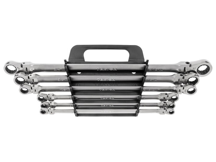 Tekton Long Flex Head 12 Point Ratcheting Box End Set, 6 Piece 1/4-13/16 Inch