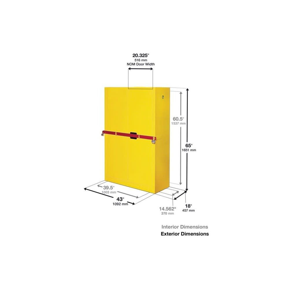 Justrite 45 Gallon Yellow Steel Self Close Flammable Cabinet, large image number 2