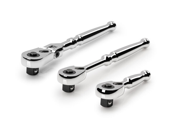 Tekton 3/8 Inch QR Small Body Ratchet Set, 3 Piece (3, 6 Inch, 6 Inch flex)