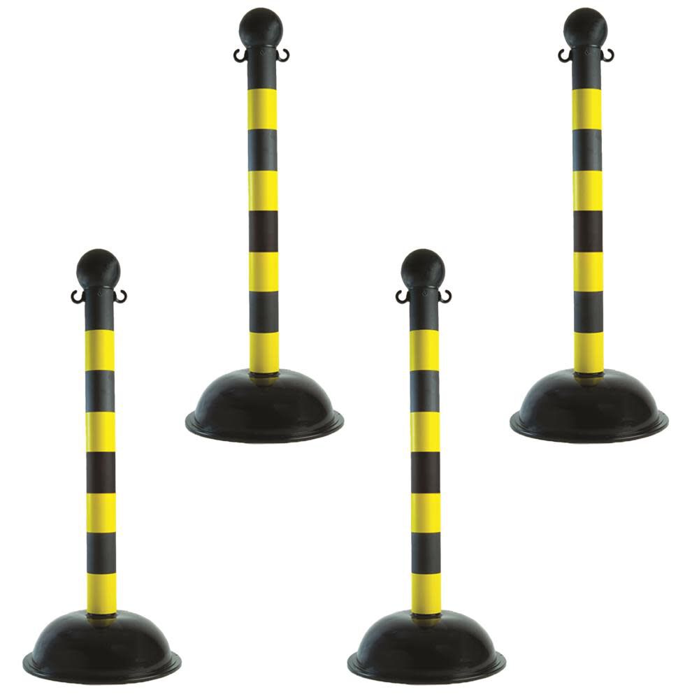Mr Chain Black/Yellow Stripes Heavy Duty Stanchion (4-Pack), large image number 1