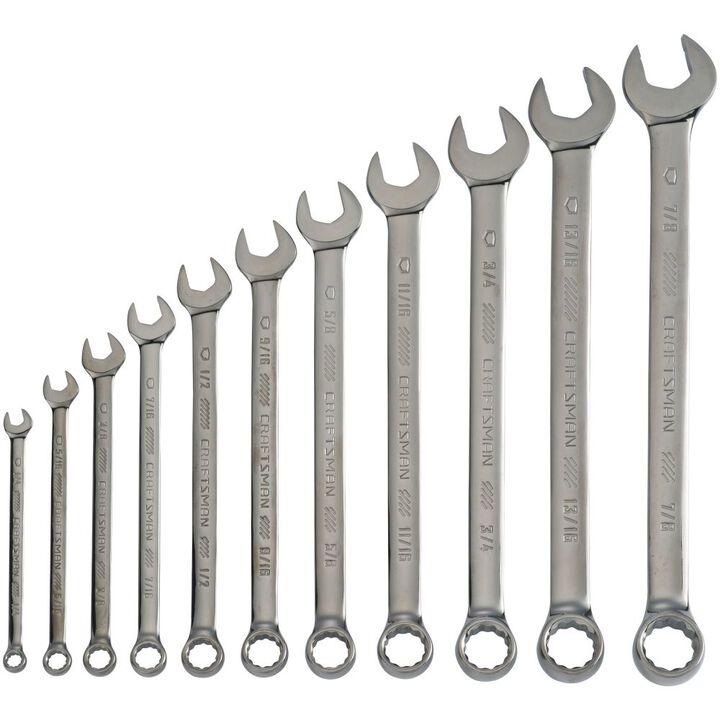 CRAFTSMAN Gunmetal Chrome Long-Panel SAE Combo Wrench Set, 11 Pieces