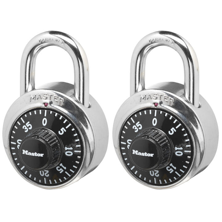 Master Lock Padlock 1 7/8in Wide Steel Combination Dial 2pk