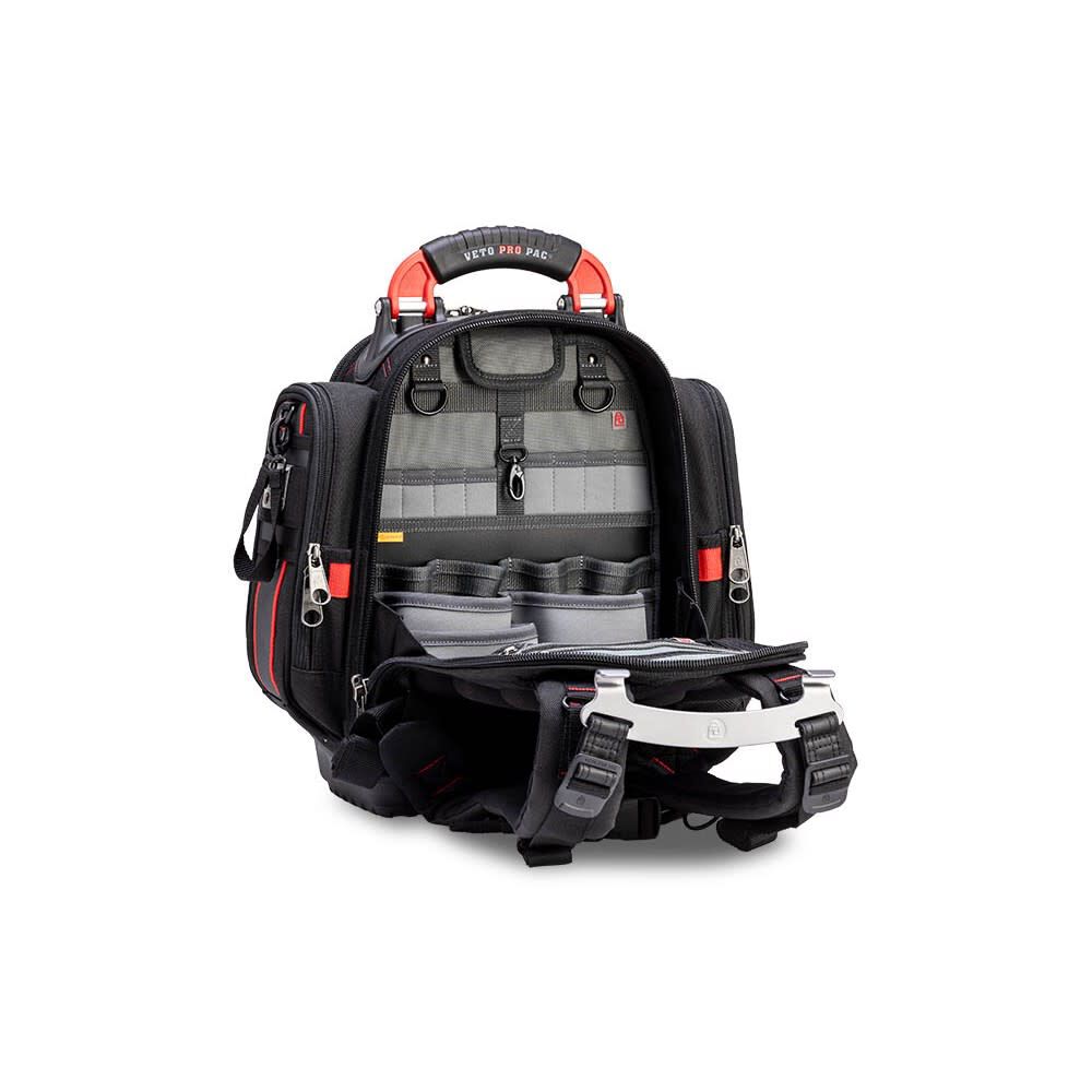 Veto Pro Pac 40 Lbs Small Zippered Compact Tool Backpack, Black/Red, large image number 10