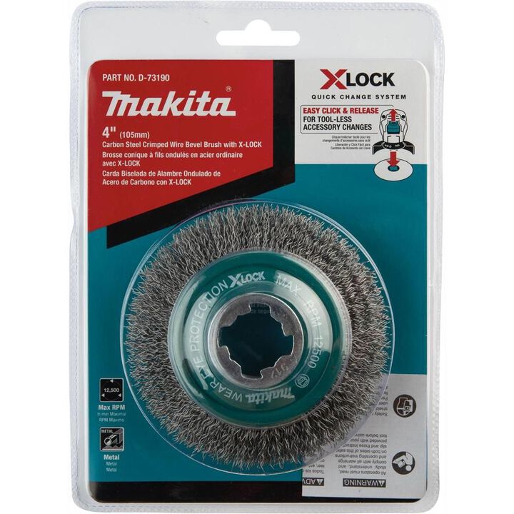 Makita X LOCK 4in Carbon Steel Crimped Wire Bevel Brush, large image number 4
