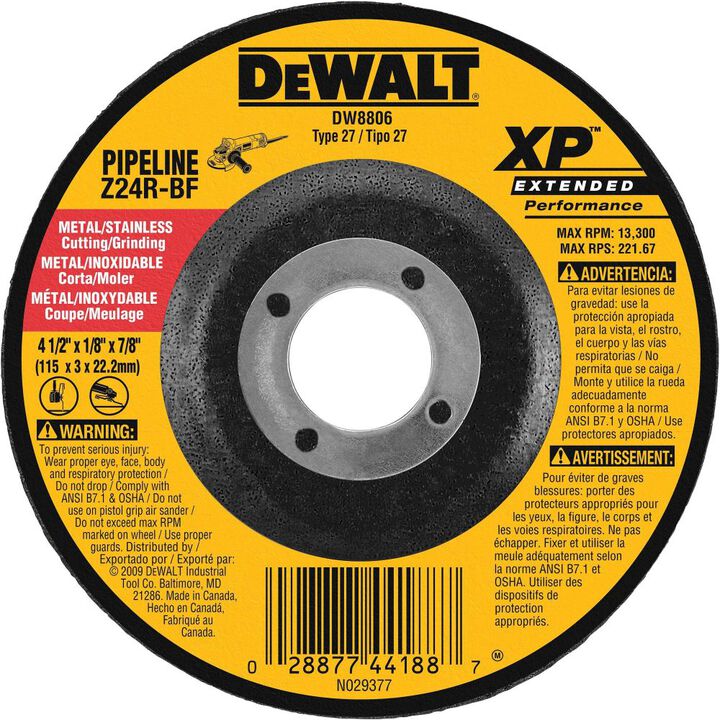DEWALT 4 1/2-Inch x 1/8-Inch Pipeline Grinding Wheel