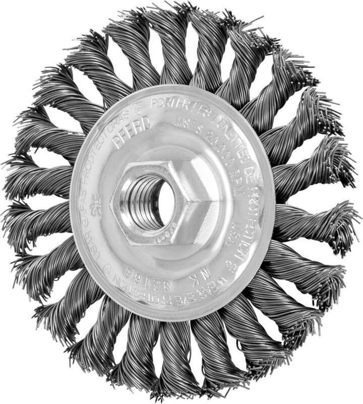 Pferd 4in Full Cable Mini Knot Wheel .020 CS Wire 5/8 11 Thread, large image number 0