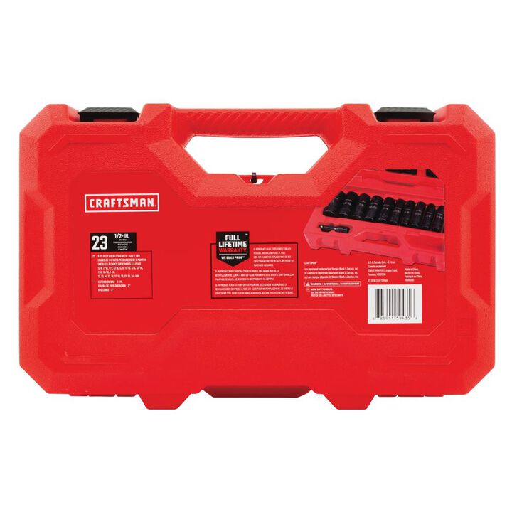 CRAFTSMAN 1/2-in Drive SAE/Metric Deep Impact Socket Set, 23pc, large image number 4