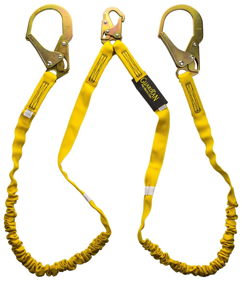 Guardian Fall Protection 6 Foot Dual Leg Internal Shock Lanyard with Rebar Hook, large image number 2