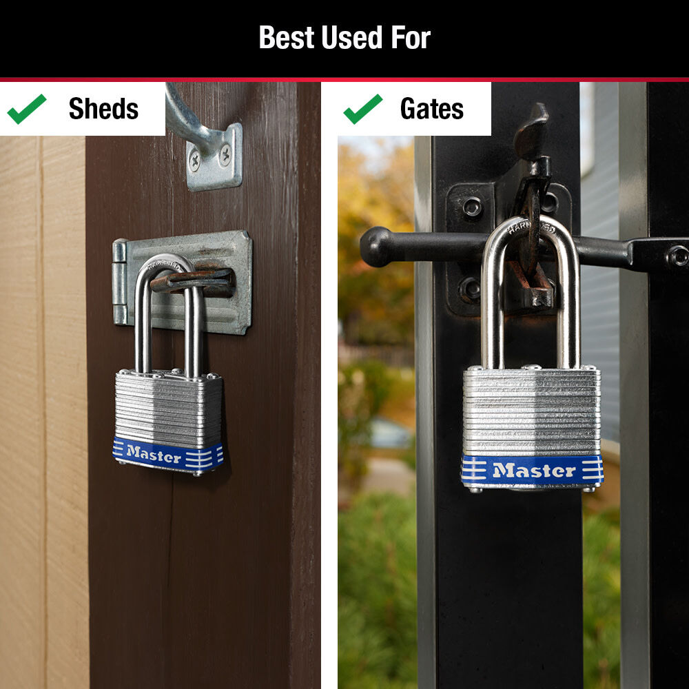 Master Lock 1-9/16 Inch Laminated Steel Body 4-Pin Locking Keyed Alike Padlock, large image number 4