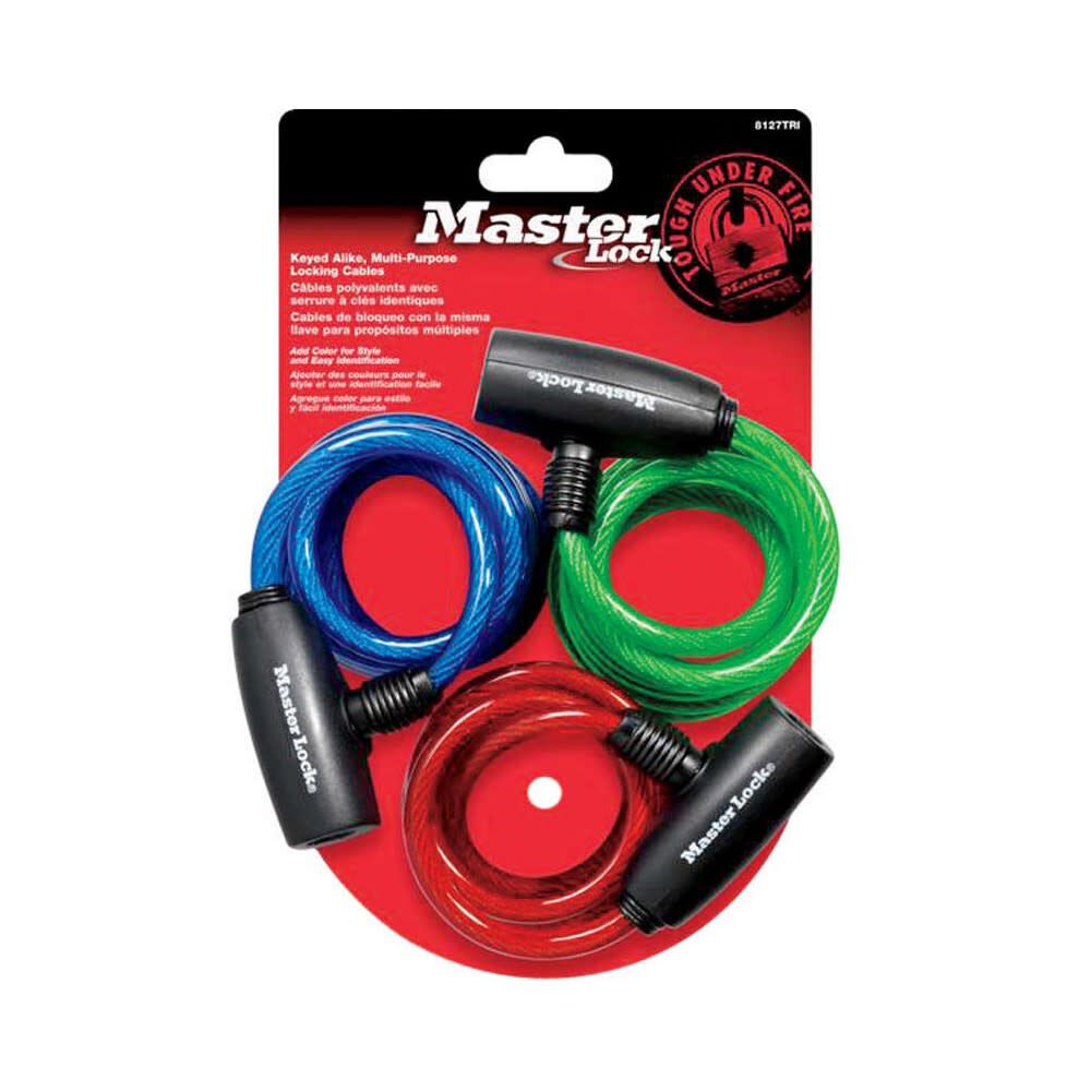 Master Lock Bike Cable Lock 5/16in x 6 Ft. Keyed Alike Key 3pk, large image number 2