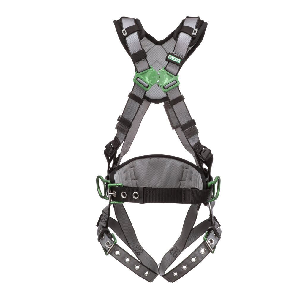 MSA Safety Works V-FIT Construction Harness, Back & Hip D-Rings, Tongue Buckle Leg Straps, Shoulder Padding, Standard Size, large image number 1