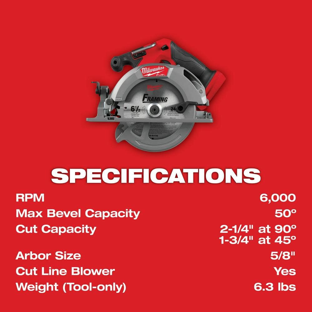 Milwaukee M18 FUEL 6-1/2 Inch Circular Saw (Bare Tool), large image number 7