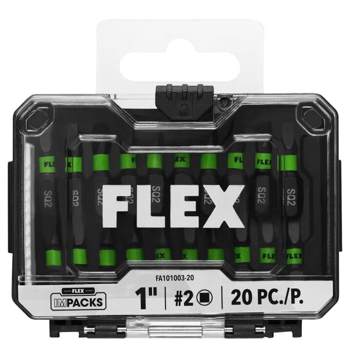 FLEX IMPACKS 1 Inch SQ2 Impact Driver Bit Set, 20 Pieces