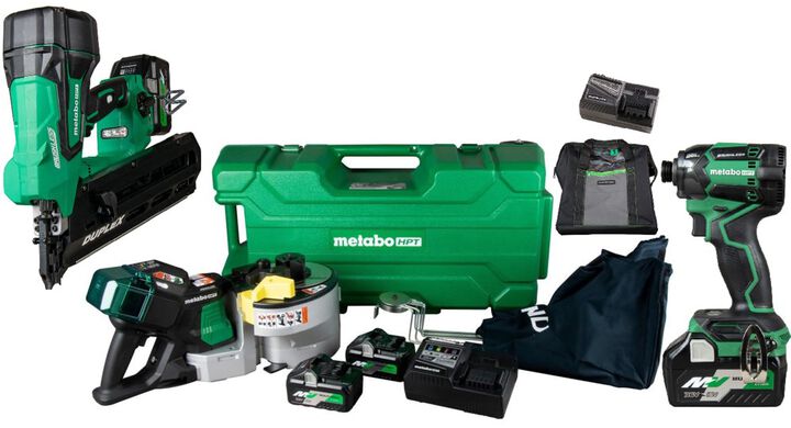 Metabo HPT 36V MultiVolt Portable Rebar Bender/Cutter with Duplex Nailer and Triple Hammer BOLT Impact Driver Kit Bundle