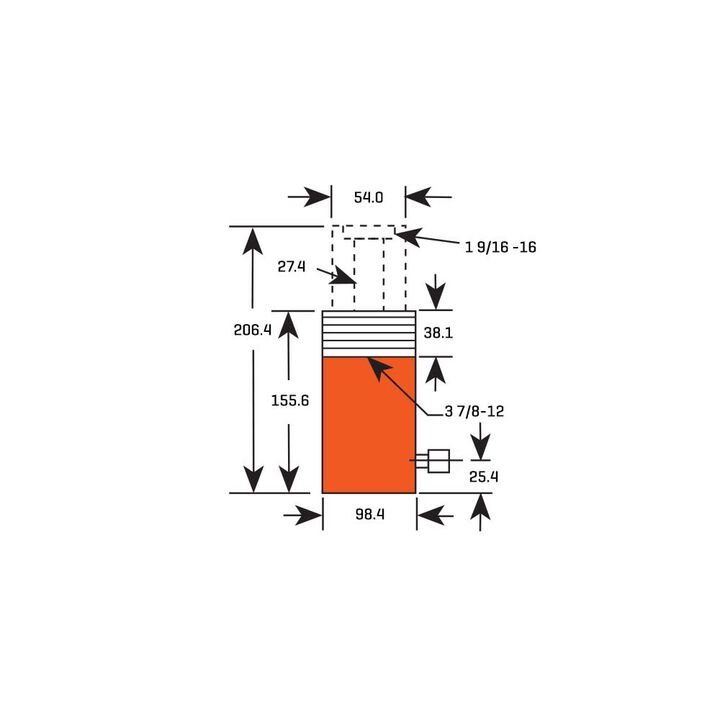 Power Team 20 Ton 2in Cylinder Industrial Stroke RH Series Single Acting, large image number 1
