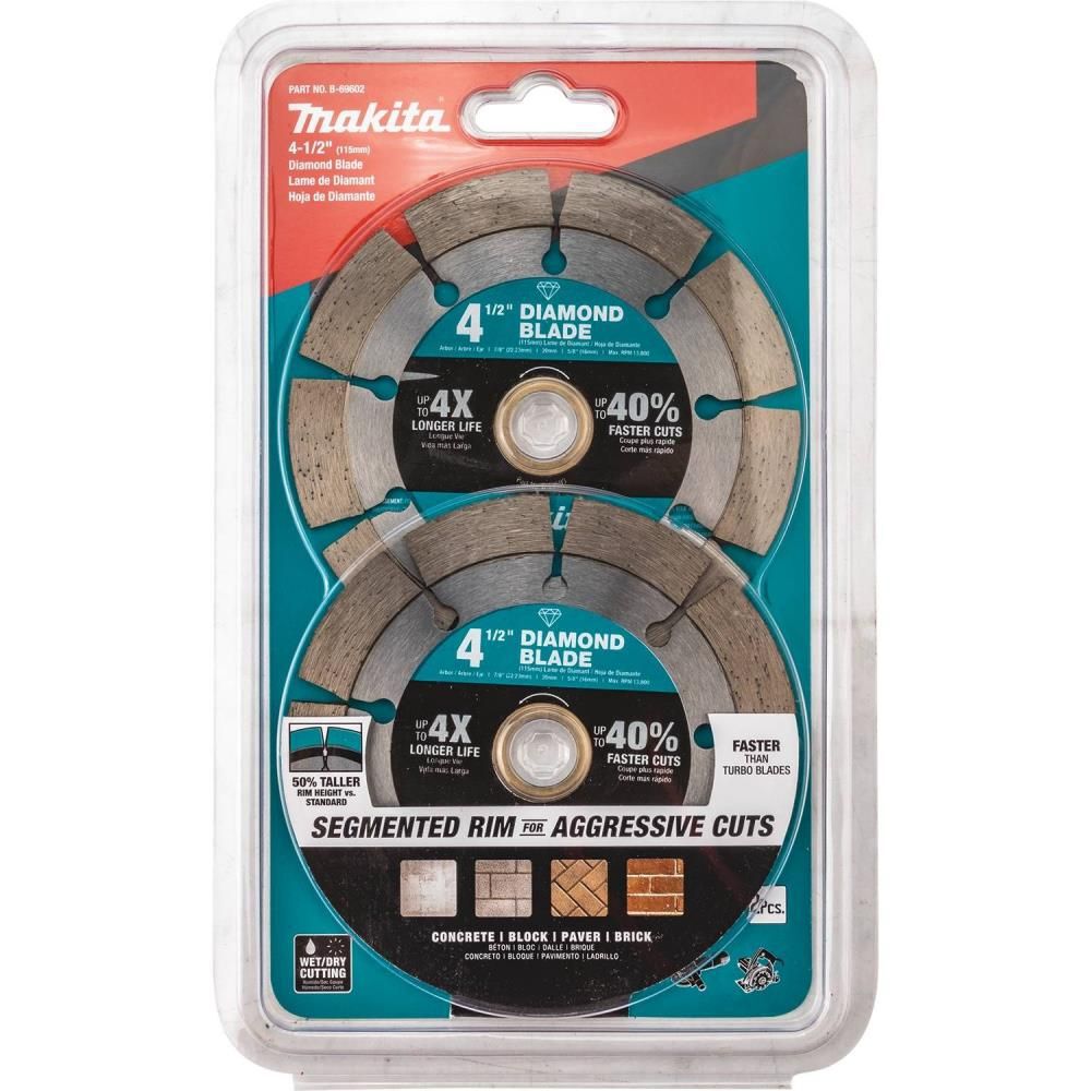 Makita 4 1/2 Inch Segmented Rim Diamond Blades for Masonry (2 Pack), large image number 3