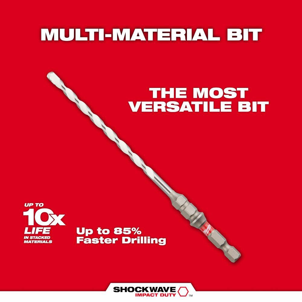 Milwaukee 5/32inch x 6inch SHOCKWAVE Carbide Multi Material Drill Bit for Concrete Screws, large image number 6