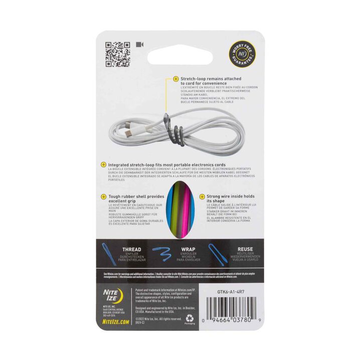 Nite Ize Gear Tie Cordable Twist Tie 6 Inch Assorted Colors 4 Pieces, large image number 1
