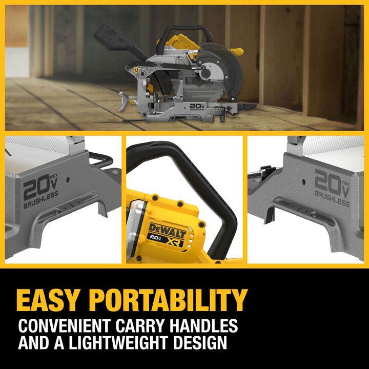 DEWALT 20V MAX* XR 10 Inch Double Bevel Fixed Miter Saw, Compact Miter Saw Stand, & 5Ah Starter Kit Bundle, large image number 12