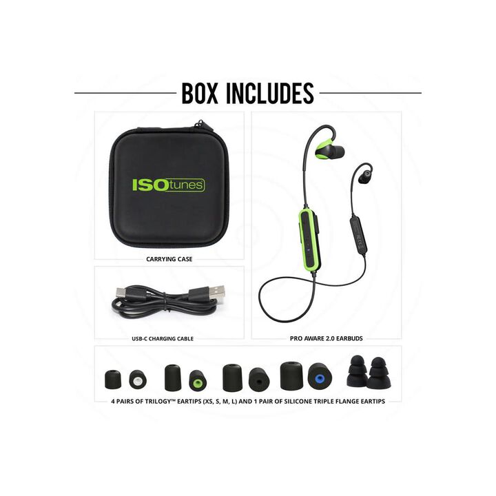 ISOtunes PRO Aware 26 dB 2.0 Bluetooth Safety Green Earbuds, large image number 2