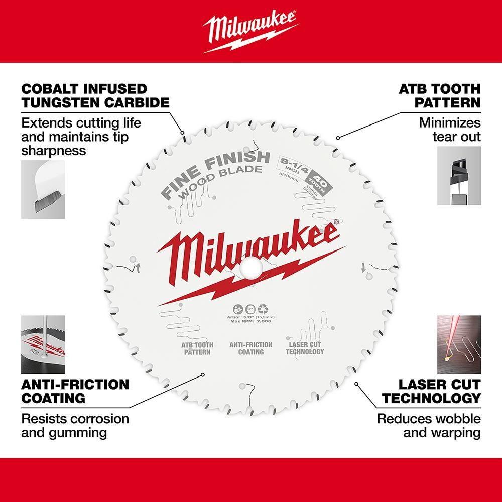 Milwaukee 8-1/4 in. 40T Fine Finish Circular Saw Blade, large image number 4