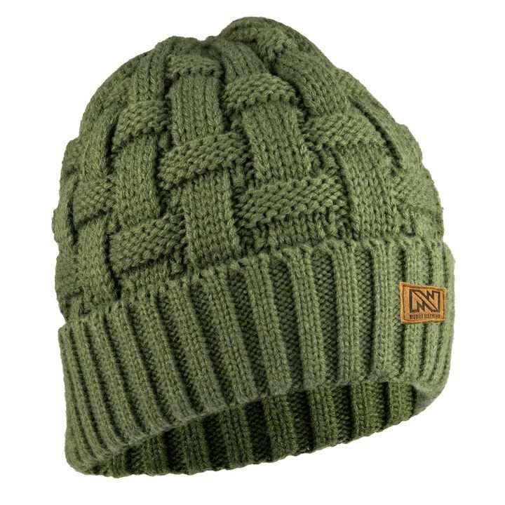 Mobile Warming Heated Cable Knitted Beanie Unisex Green One size
