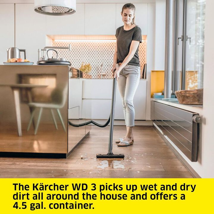 Karcher WD 3 120V 1000W 95 CFM Wet or Dry Vacuum, large image number 3